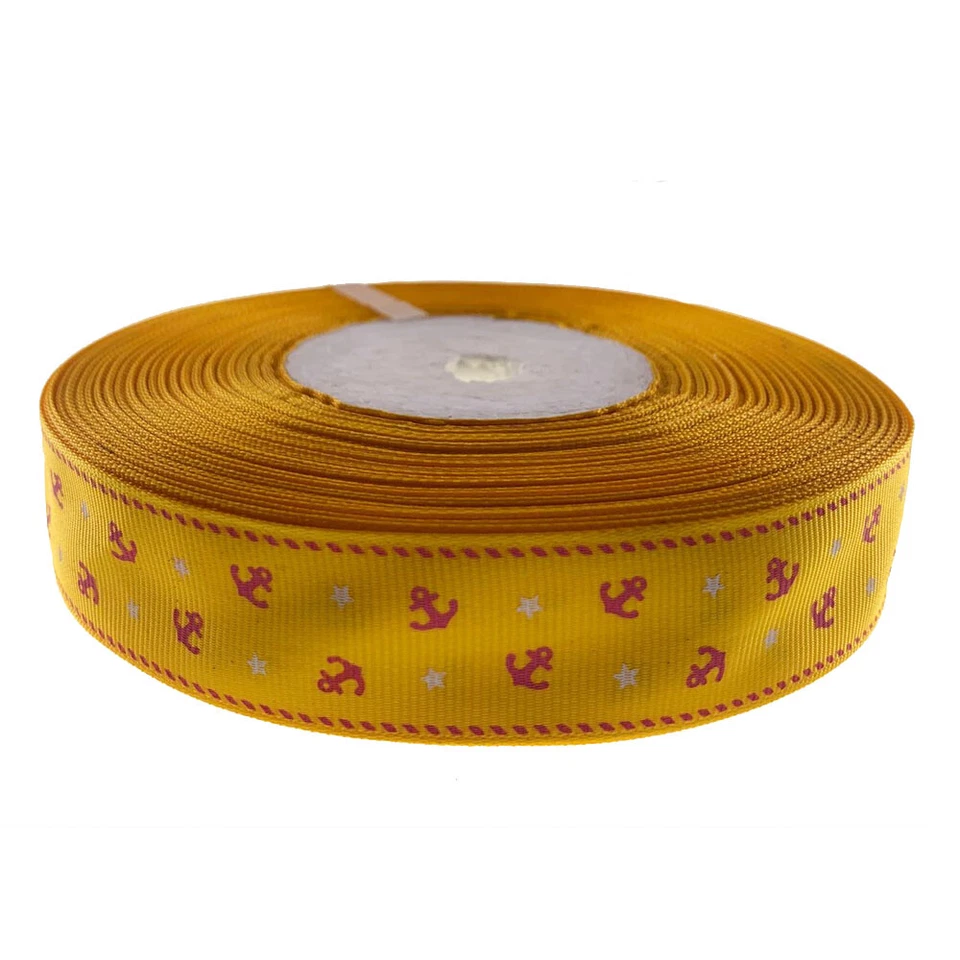 50Yard 1" Grosgrain Printed Anchor Ribbons For Hair bow Craft Gift Packing 2.5cm - Image 1 of 3