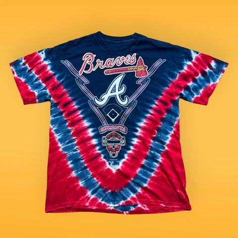 Atlanta Braves Liquid Blue Tie Dye T Shirt Men’s Large MLB Cover