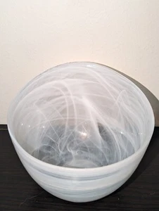 Glass Bowl by SEA Glasbruk Sweden? 5" Asymmetric Design, White Swirl Pattern - Picture 1 of 8