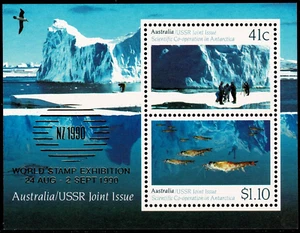 MINT 1990 AAT JOINT ISSUE USSR STAMP MINI SHEET - NZ 1990 WORLD STAMP EXHIBITION - Picture 1 of 1
