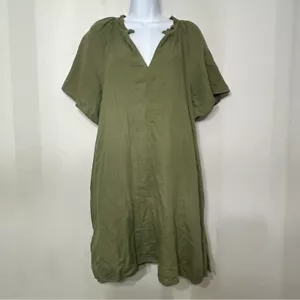 Old Navy Crinkle Gauze Mini Abito Swing Oversize Minimalista Nuovo con etichette Verde Esercito M - Foto 1 di 6
