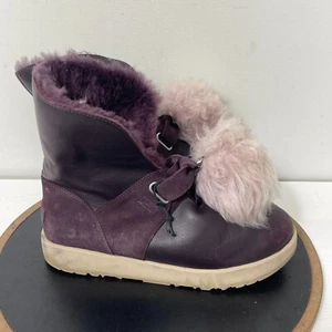 Ugg Australia Isley Boots Waterproof Mid Calf Shearling Pom Poms Purple Size 11 - Picture 1 of 10