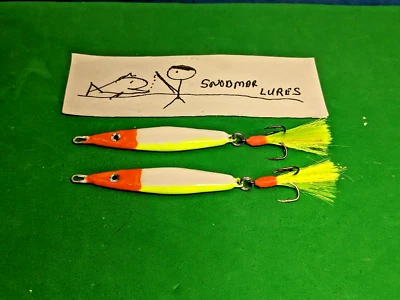 2 - 1/2 oz FLUTTER SPOON LEAD FISHING LURE JIG White chart orange ICE & PAN FISH Foto 1 de 4