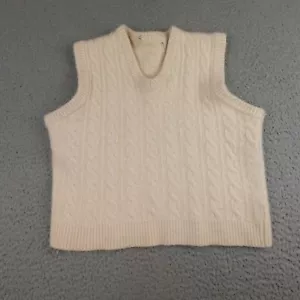 Ralph Lauren Purple Label Vest Womens Small Cream Cashmere Linen Cable Knit - Picture 1 of 13