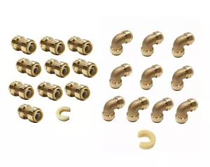 ACOPLAMIENTOS DE AJUSTE PUSH EFIELD 20 PIEZAS DE 1/2"" X 1/2"", ACCESORIOS DE LATÓN PARA EL CODO (10 PIEZAS/EA). - Imagen 1 de 5