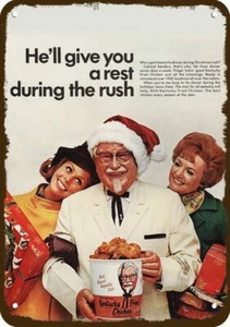 1968 KENTUCKY GEBRATENES HÜHNCHEN KFC Colonel Schleifer DEKORATIVE REPLIK METALLSCHILD - Bild 1 von 1