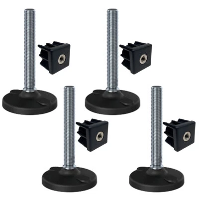Inox Pied M20x150 100mm Plastique Base Avec Trous + Insert 40x40x2mm - Set De 4 - Photo 1/4