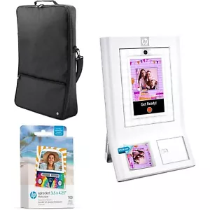 HP Sprocket Photobooth 3x4 Fotodrucker weiß Konvolut 100 Blatt & Tragetasche - Bild 1 von 10