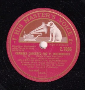 Bentzon; Vasarhelyi; Koppel. Bentzon (Chamber concerto). HMV Z 7036-7 (2). NM(-) - Picture 1 of 1