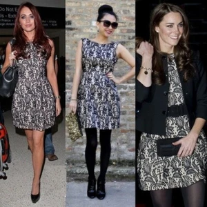 Vestido ZARA Negro Nude Beige Floral Encaje Estructurado Tulipán Bloggers Kate Talla S - Imagen 1 de 6