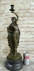 Art Noveau Nymph Girl Bronze Candelabra Candle Holder 22&quot; Tall Statue Gift DEAL