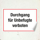 Wandkings Hinweisschild "Durchgang Für Unbefugte Verboten" Sicherheit