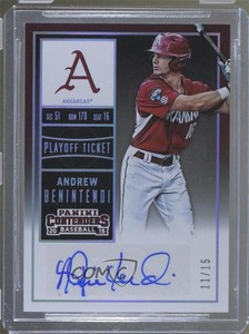 2015 Contenders College Playoff Ticket /15 Andrew Benintendi (Red Jersey) Auto