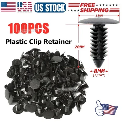 100X 8mm Bumper Clips Retainer Car Plastic Rivets Fastener Push Pin Fender Hood - Imagem 1 de 4