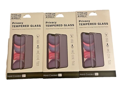 NIP Lot of 3 Privacy Tempered Glass Screen Protector PVTEM-ipXR for iPhone 11/XR - Image 1 of 3