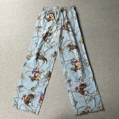 Pantalones de salón pijama Y2K Old azul marino talla XS vaquero estampado rodeo occidental informal de colección Foto 1 de 4