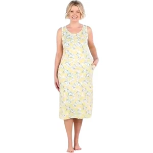 MUK LUKS Size LARGE Cloud Knit Midi Dress LEMON PRINT - Picture 1 of 2