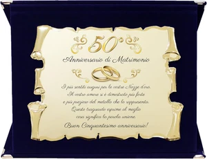 Targa Cinquantesimo Anniversario Di Matrimonio | Elegante Regalo 50° Nozze D'Oro - Foto 1 di 12