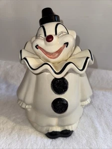 ViNTAGE 50s METLOX POPPYTRAiL BLACK & WHiTE CLOWN COOKiE JAR 12” - Picture 1 of 12