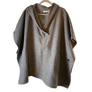 New York & Company Poncho Pullover Damen L/XL grau mit Kapuze Polyestermischung - Bild 1 von 8