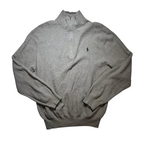 POLO Ralph Lauren Gray Pima Cotton 1/4 Zip Long Sleeve Pullover Sweater XL - Picture 1 of 7
