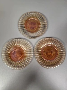 3 Imperial Carnival Glass Dessert Plates Amber/Dark Marigold 6 1/4" - Picture 1 of 2