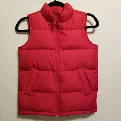 Lands End Juvenil Pequeño 8 Chaleco Chaqueta Abajo Puffer Cremallera Completa Rojo Cuello Simulado Clásico Foto 1 de 4
