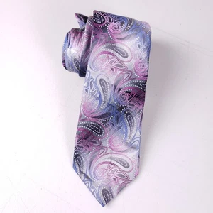 Maßgeschneiderte New York Paisley Krawatte Silber Lila Blau Klassisch Krawatte Kräftiges Muster - Bild 1 von 6