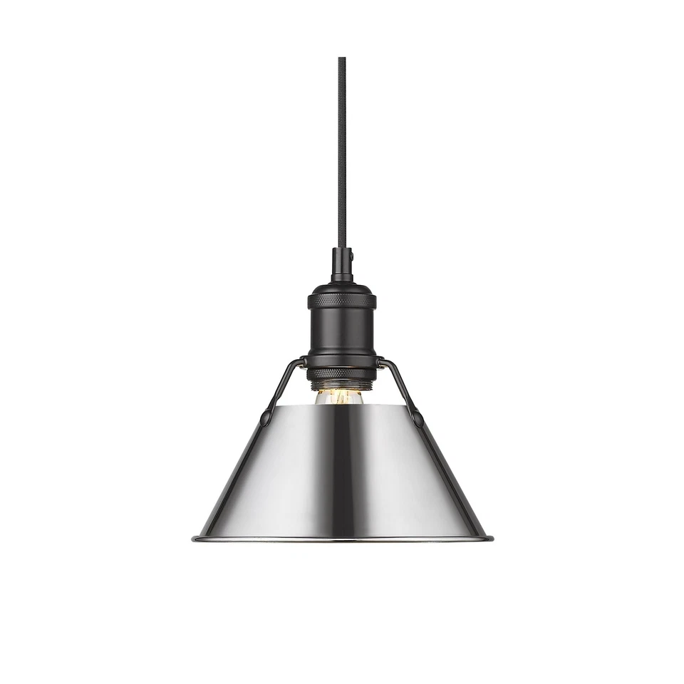 Mini pingente Golden Lighting 3306-S BLK-CH Orwell, preto fosco com cromo Sh... - Imagem 1 de 4