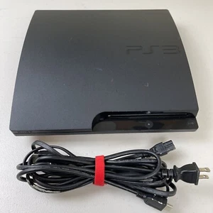 Sony PS3 PlayStation 3 Slim Edition 160GB Charcoal Black Console with Cables - Picture 1 of 8