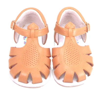 DE OSU - España -OFERTA -Sandalias de pescador de cuero tostado para bebés niños -Europeas -Talla 3-4 Foto 1 de 4