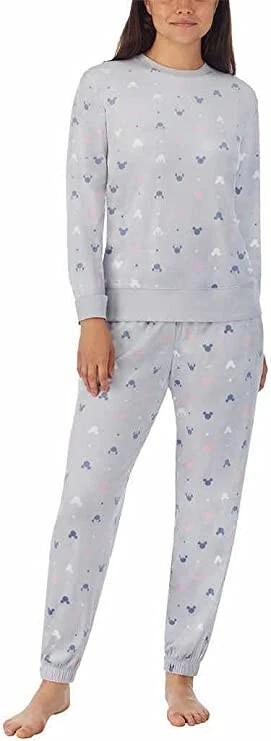 Women's Disney Mickey Minnie Mouse 2 Piece Silky Sretch Fleece Pajamas Large