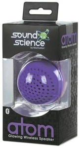 Sound Science Atom Glowing Wireless Bluetooth Mini-Speaker w/ LED Lights, Purple - Picture 1 of 5