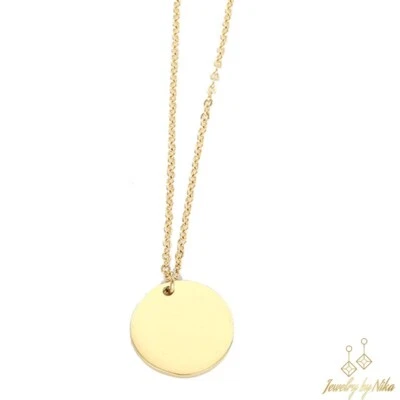 Новый 14K желтое золото солнечного света богемное минималистский диск подвеска роскошное ожерелье - Изображение 1 из 4