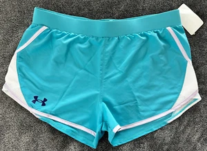 Girls Under Armour Teal/White Athletic Shorts, Size YXL (16/18), New! - Picture 1 of 5