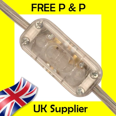 ACTIVATE SENSE AND SECURE Clear In Line Switch Low Profile Torpedo Design 2 or 3 Core Flex Ideal for Lamps