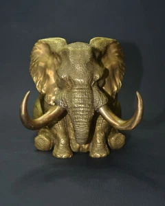 Brass Casting Elephant Statue Crafts, Brass Artwork Collectible Desk Decoration - Picture 1 of 8