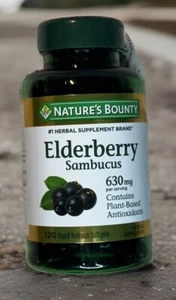 NATURE'S BOUNTY: ELDERBERRY SAMBUCUS 630 MG, 120 Sgels + SAMBUCOL BLK ELDERBERRY - Picture 1 of 4