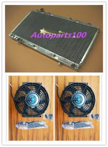 Aluminum Radiator For Mitsubishi FTO 1994-2000 + Fans 1995 1996 1997 1998 1999 - Picture 1 of 5