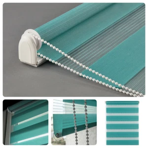 Doppelrollo Klemmfix Ohne Bohren DuoRollo Fensterrollo ↔ 30-140cm ↕ 230cm Türkis - Bild 1 von 19