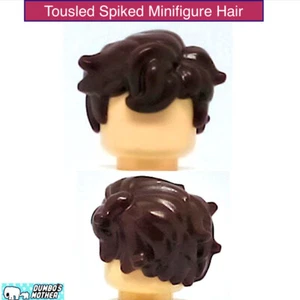 Lego Minifigure Hair Tousled Spiked Sticking out Both Sides Dark Brown NEW - Picture 1 of 4