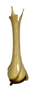 Vtg Cristalleria Fratelli Betti Triple Cased Glass Yellow Vase Empoli Italy 17+" - Picture 1 of 9