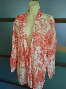Sevya Handmade Kimono Cotton Women's Free Size Red White Crane Tiger Front Tie - Picture 1 of 5