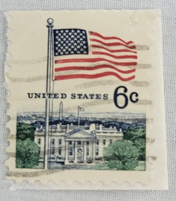 VINTAGE ~ U.S. Postage Stamp ~ White House & American Flag ~ 6¢ Stamp ~ Q20 - Image 1 of 4