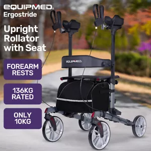 EQUIPMED Upright Rollator Walker with Forearm Rest Supports Mobility Aid - Picture 1 of 11