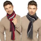 Mens Striped Winter Scarf Scarves Long Textured Soft Fringed 174x25cm
