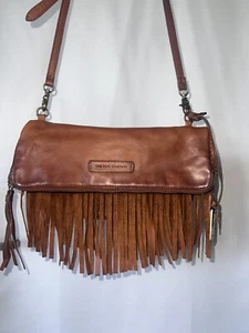 Frittiersattelklappe Cognac Leder Fransen braun Umhängetasche Western Hippie - Bild 1 von 21
