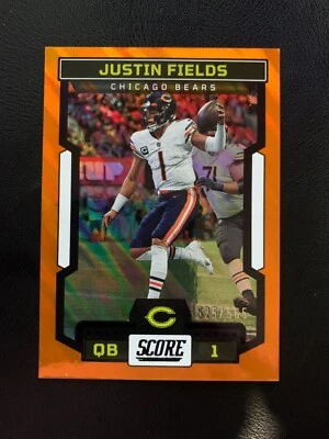 2023 Panini Score Justin Fields Orange Lava Chicago Bears Color Match /565 - Image 1 of 2