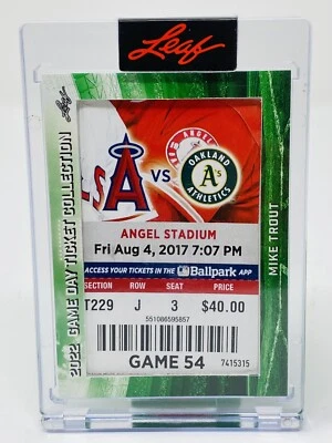 Mike Trout 2022 Leaf Game Day Ticket Stub Card #TC-69 Angels Vs Oakland Stadium - Image 1 of 2