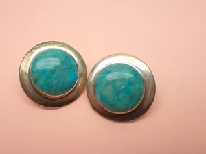 Pendientes de botón redondo turquesa Jay King 925 esterlina DTR China 7/8" 7,6 gramos - Imagen 1 de 7